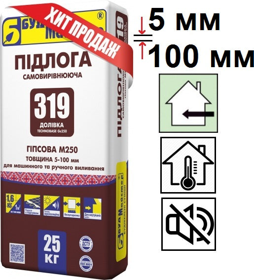 БудМастер ДОЛИВКА-319, гипсовый наливной пол (5-100 мм), 25 кг