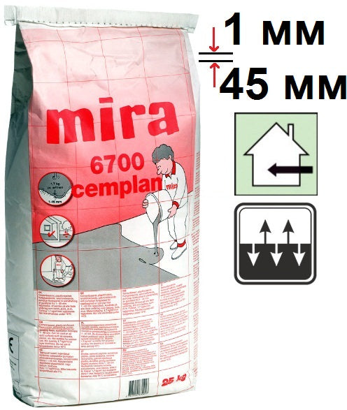 Mira 6700 cemplan, самовыравнивающийся наливной пол (1-45 мм), 25 кг