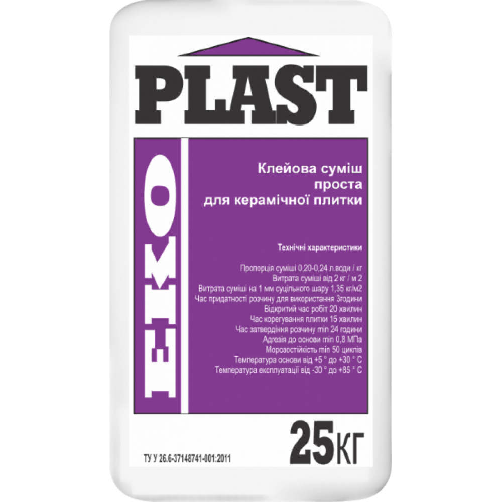 Plast EKO, клей для керамической плитки, 25 кг