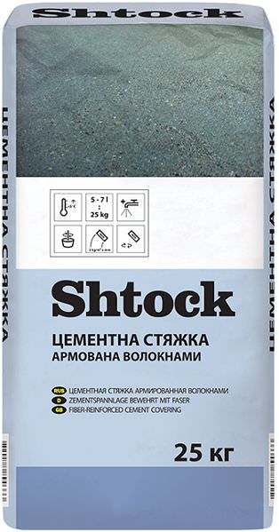 Шток Цементная стяжка армированная волокном (25-100мм), 25 кг
