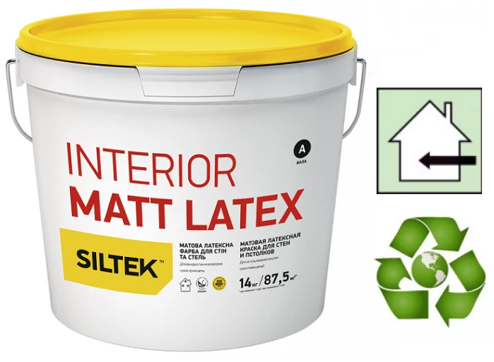 Siltek Interior Matt Latex латексная матовая краска для стен и потолка, база A 14 кг
