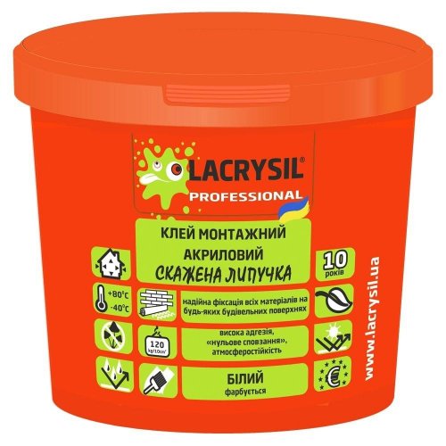 Клей монтажний акриловий Lacrysil "Скажена липучка", 1,2 кг, білий