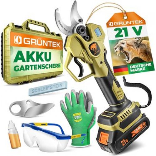 Секатор акум.GRÜNTEK Li-Ion 21V 2Ah, до 30 мм, у валізі, безщітковий, в к-ті з аксес — додаткове фото