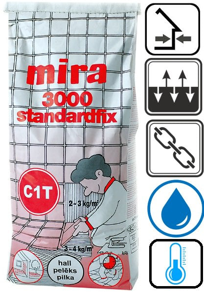 Mira 3000 standardfix (серый), клей для плитки и натурального камня, 25 кг