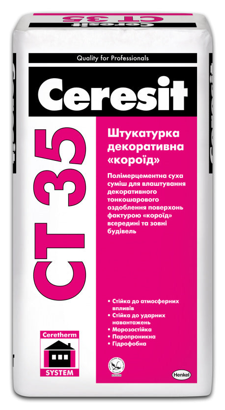 Ceresit CT-35 "Короед", Цементная декоративная штукатурка, 25 кг