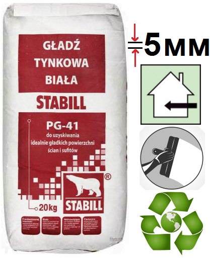 Stabill PG 41, шпаклевка гипсовая финишная (до 5 мм), 20 кг