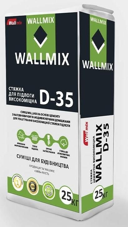 Wallmix D-35, Стяжка для пола, сверхпрочная (10-60мм), 25 кг