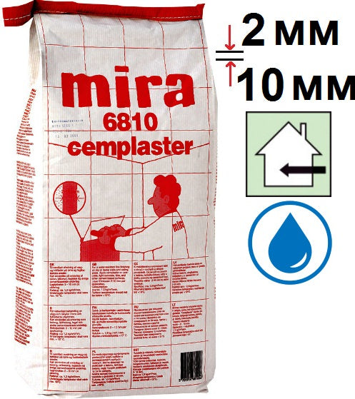 Mira 6810 cemplaster (серая), шпаклевка цементная (2-10 мм), 25 кг