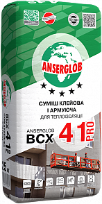 Anserglob BCX-41 Pro - Клей для пінопласту та мінвати, 25 кг