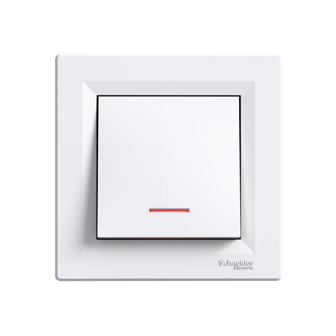 Одноклавішний вимикач з підсвіткою Schneider Electric Asfora EPH1400121, білий