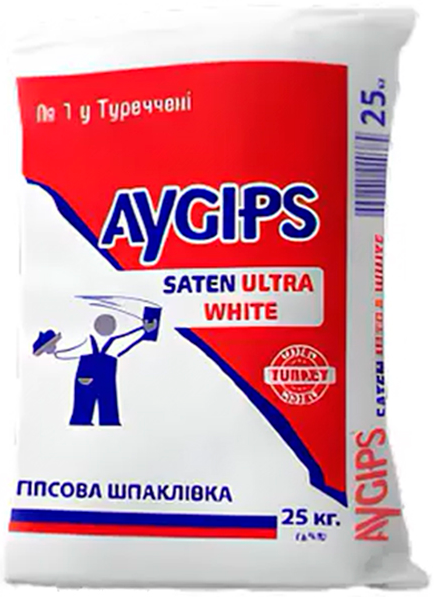 Aygips Saten Ultra White шпаклевка гипсовая финишная, 25 кг