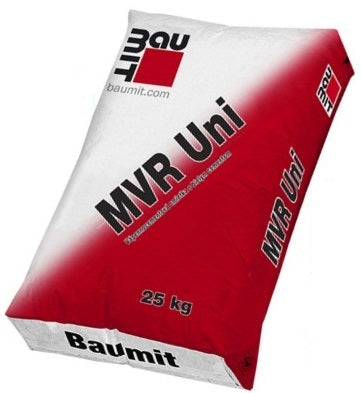 Baumit MVR Uni, бела штукатурка цементная стартовая (8-25 мм), 25 кг