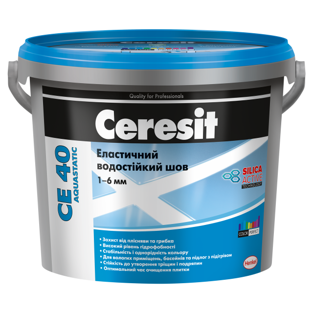 Ceresit CE 40 Aquastatic — еластична затирка для швів 1–6 мм, 5 кг