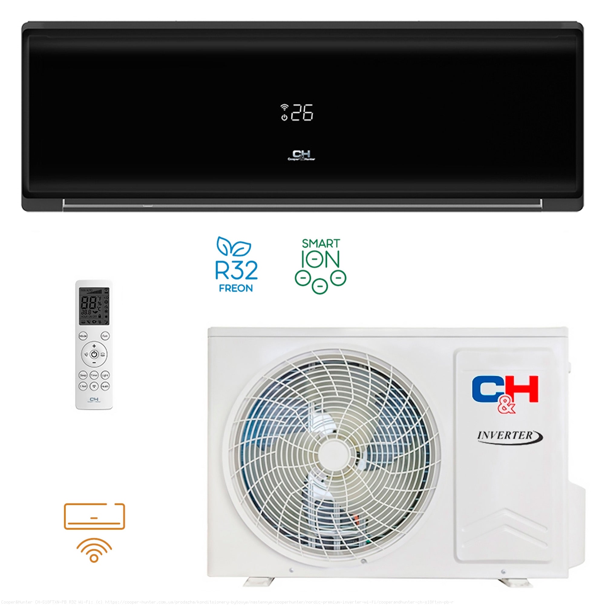 Кондиціонер Cooper&Hunter CH-S18FTXN-PB Nordic Premium