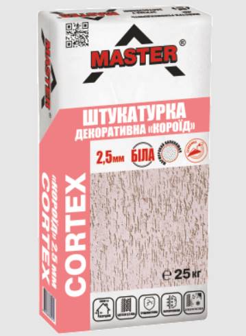 Master CORTEX, Декоративна штукатурка, Короїд, зерно 2,5 мм, 25 кг