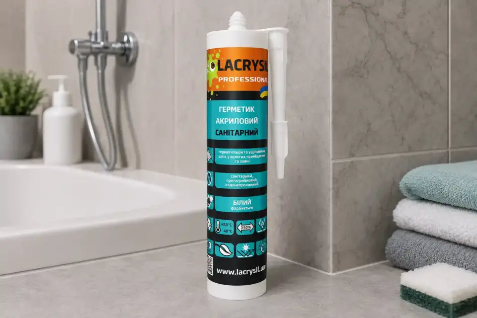 Герметик акриловий LACRYSIL Санітарний, білий, 0,28 кг