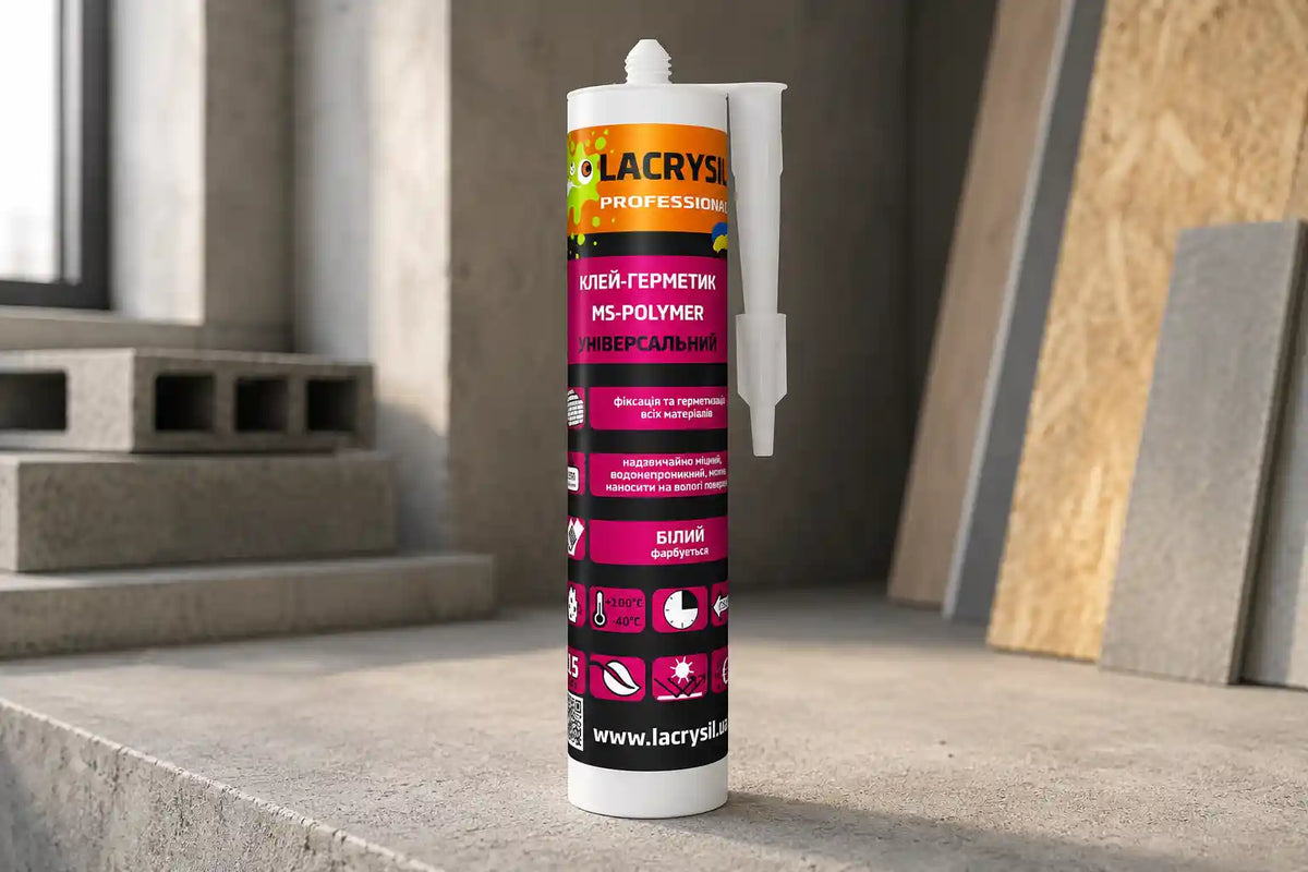 Білий клей-герметик LACRYSIL MS Polymer «Універсальний», 0,4 кг