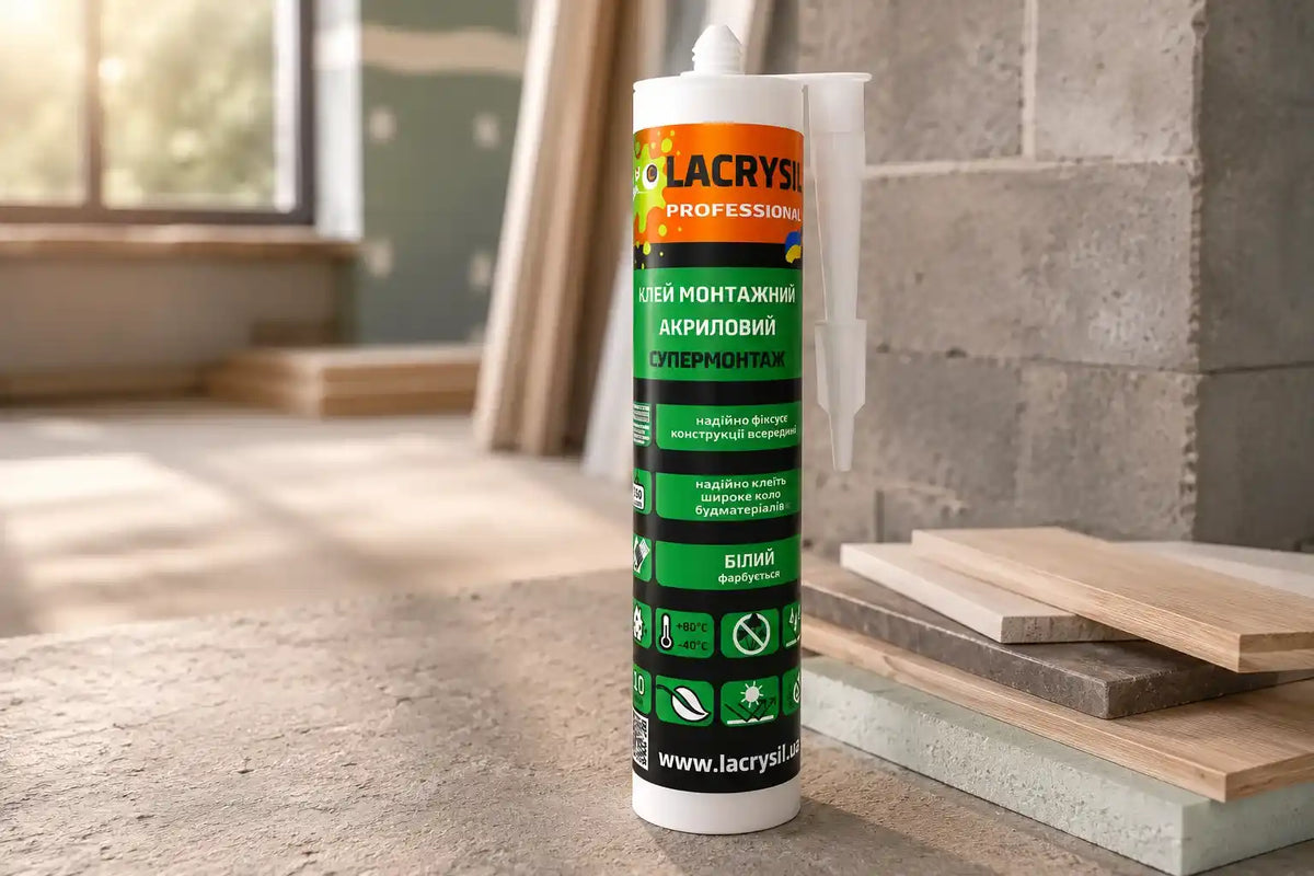 Білий акриловий клей LACRYSIL «Супермонтаж», 0,4 кг