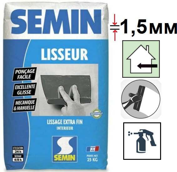 SEMIN LISSEUR (ETS 2) шпатлевка полимерная сверхтонкая, 25 кг