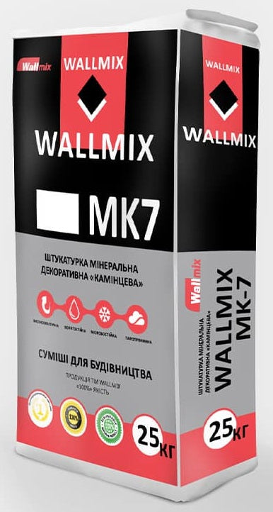 Wallmix МК-7, Штукатурка декоративная "Камешковая" белая, 25 кг