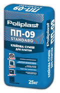 Поліпласт ПП-09 STANDARD, клейова суміш для плитки, 25 кг