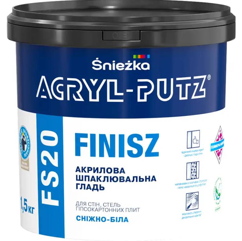 Sniezka Acryl-Putz FS20 FINISZ, Готовая финишная шпаклевка, 1,5 кг