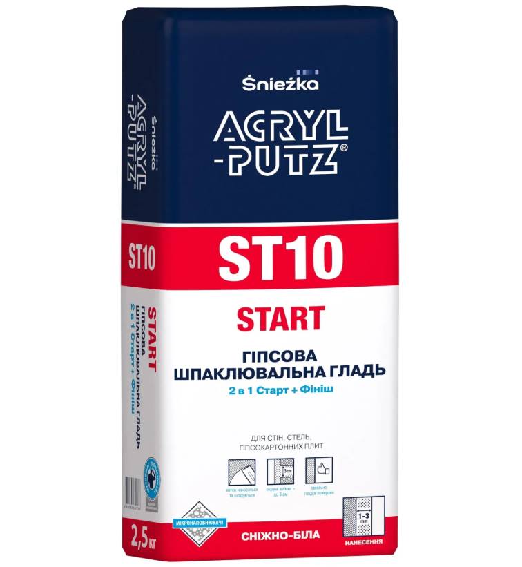 Snezka Acril-Putz Старт + Фініш 2в1 шпаклівка 3-30 мм 2,5 кг